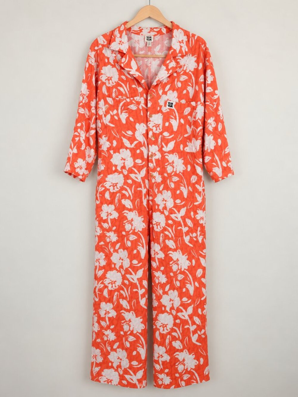 NWT Lucy & Yak Ragan Jumpsuit XL Orange Follow Trails Floral Organic Cotton